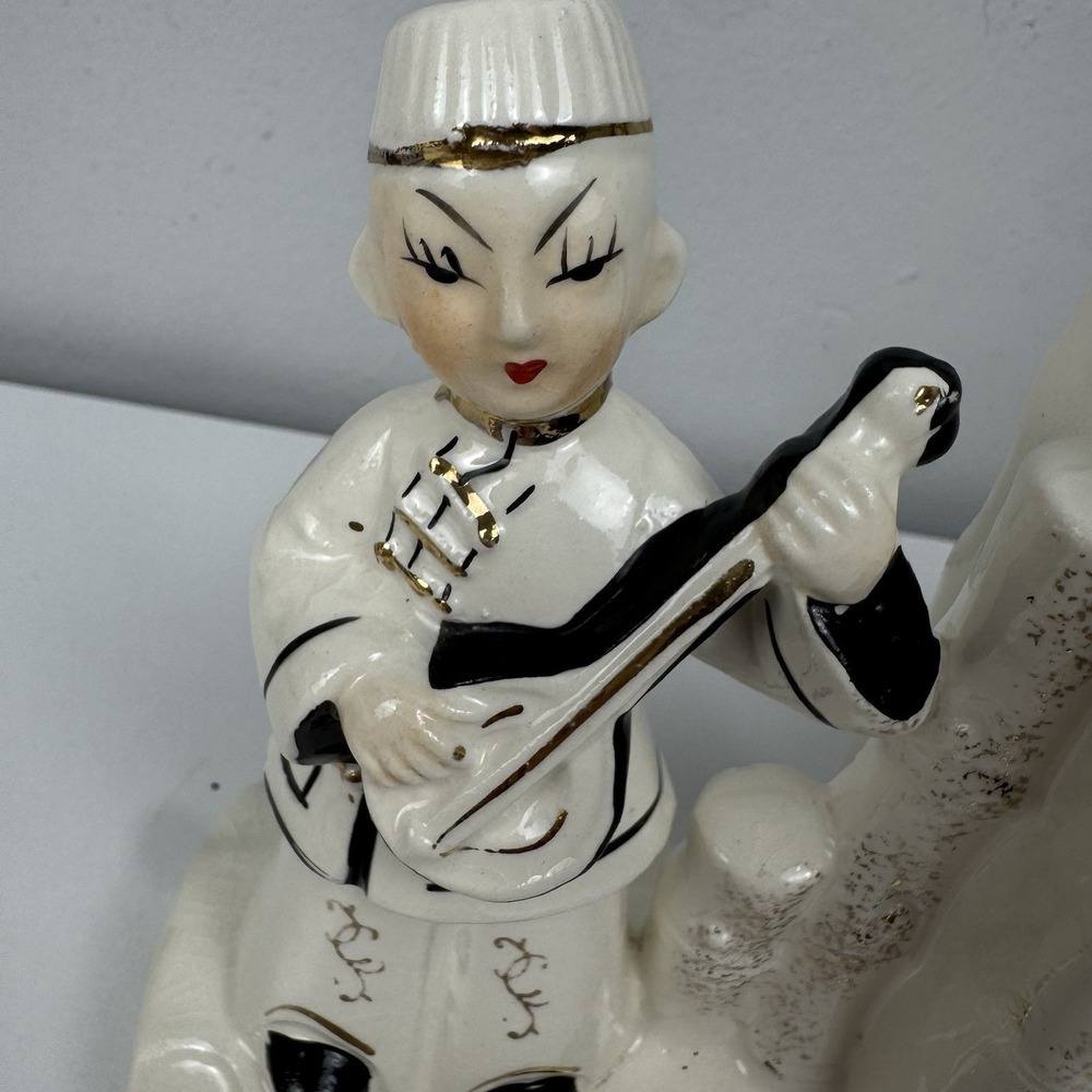 Vtg Asian Figurine Bookends Ceramic Chalkware MCM Japan Geisha Pair - Picture 13 of 16